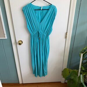 Ravya Turquoise Midi Dress Boho Beach Cover Up Medium